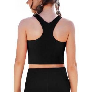 Zaclotre Girls Tank Tops Sleeveless Racerback Crop Tops Double Lined Athletic Shirts for Dance Yoga Workout Kids(Black)