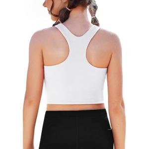 Zaclotre Girls Tank Tops Sleeveless Racerback Crop Tops Double Lined Athletic Shirts for Dance Yoga Workout Kids(White)
