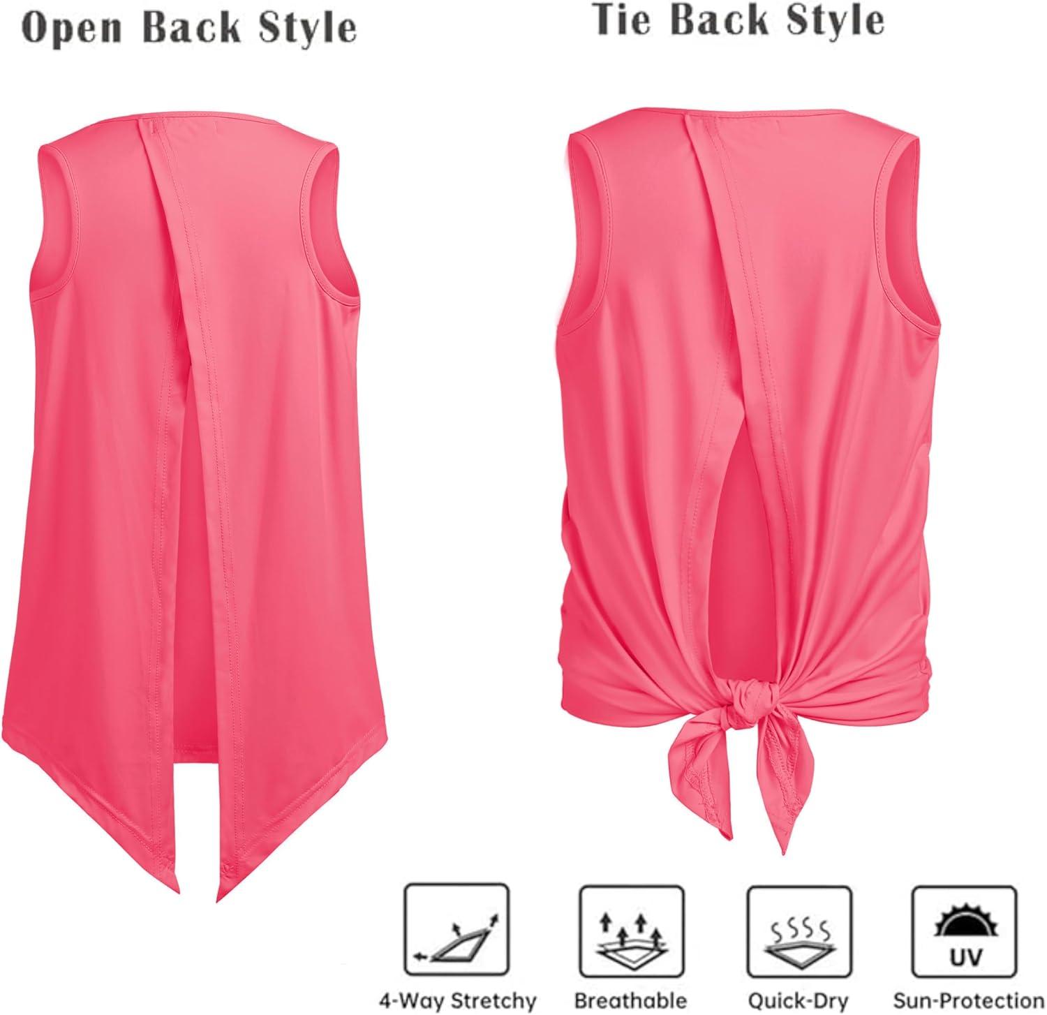 image:imageZaclotre Kid Girls Athletic Tank Tops Open Tie Back Sleeveless Workout Running Tennis Sports Shirts 514YearsCoral Pink