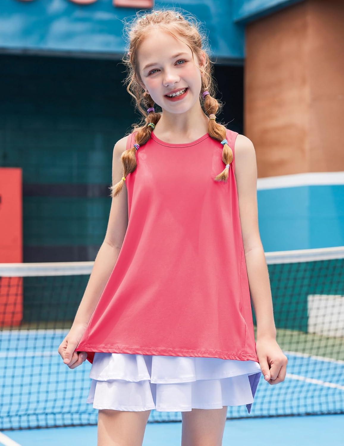 image:imageZaclotre Kid Girls Athletic Tank Tops Open Tie Back Sleeveless Workout Running Tennis Sports Shirts 514YearsCoral Pink