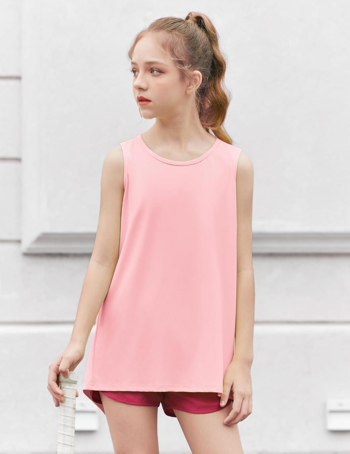 image:imageZaclotre Kid Girls Athletic Tank Tops Open Tie Back Sleeveless Workout Running Tennis Sports Shirts 514YearsPink