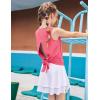 Zaclotre Kid Girls Athletic Tank Tops Open Tie Back Sleeveless Workout Running Tennis Sports Shirts 5-14Years(Coral Pink)