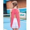 Zaclotre Kid Girls Athletic Tank Tops Open Tie Back Sleeveless Workout Running Tennis Sports Shirts 5-14Years(Coral Pink)