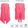 Zaclotre Kid Girls Athletic Tank Tops Open Tie Back Sleeveless Workout Running Tennis Sports Shirts 5-14Years(Coral Pink)