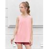 Zaclotre Kid Girls Athletic Tank Tops Open Tie Back Sleeveless Workout Running Tennis Sports Shirts 5-14Years(Pink)