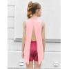 Zaclotre Kid Girls Athletic Tank Tops Open Tie Back Sleeveless Workout Running Tennis Sports Shirts 5-14Years(Pink)