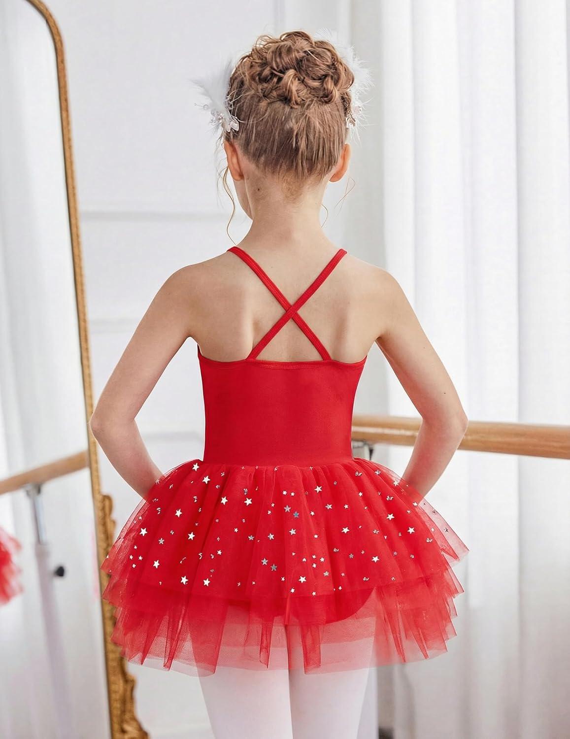 image:imageZaclotre Ballet Leotards for Toddler Girls 4 Layers Cross Back Dance Dress Camisole Tutu CostumeRed