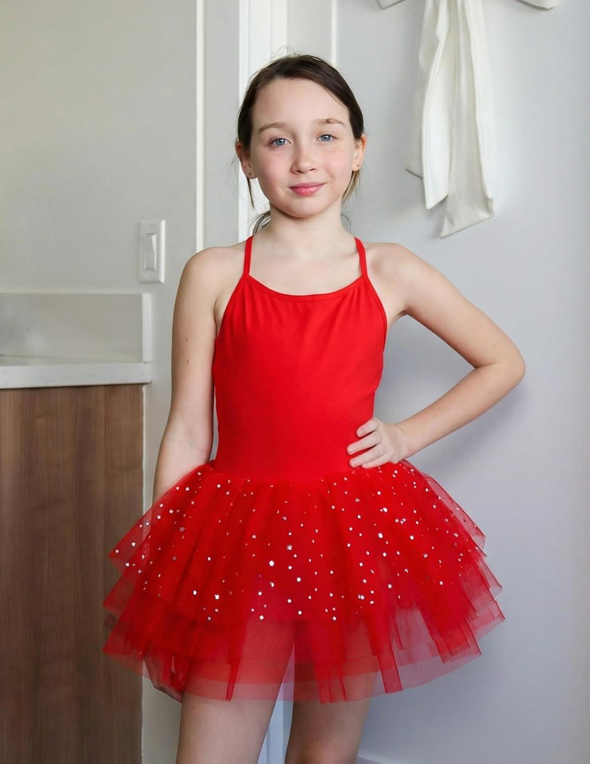 image:imageZaclotre Ballet Leotards for Toddler Girls 4 Layers Cross Back Dance Dress Camisole Tutu CostumeRed