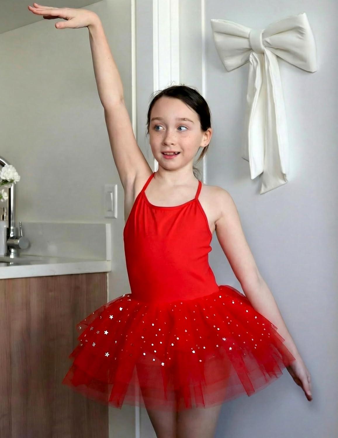 image:imageZaclotre Ballet Leotards for Toddler Girls 4 Layers Cross Back Dance Dress Camisole Tutu CostumeRed