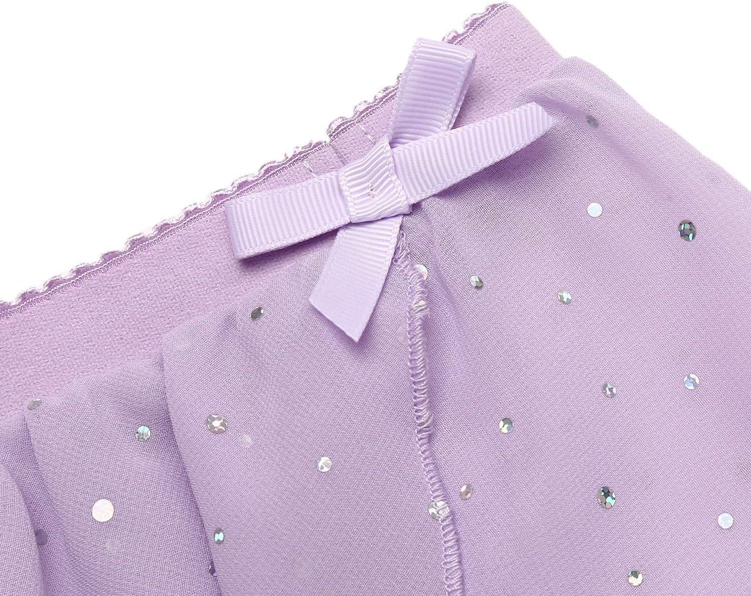 image:imageZaclotre Girls 2PCS Long Sleeve Skirted Leotards with Glitter Tutu Skirt Dance Dress Purple