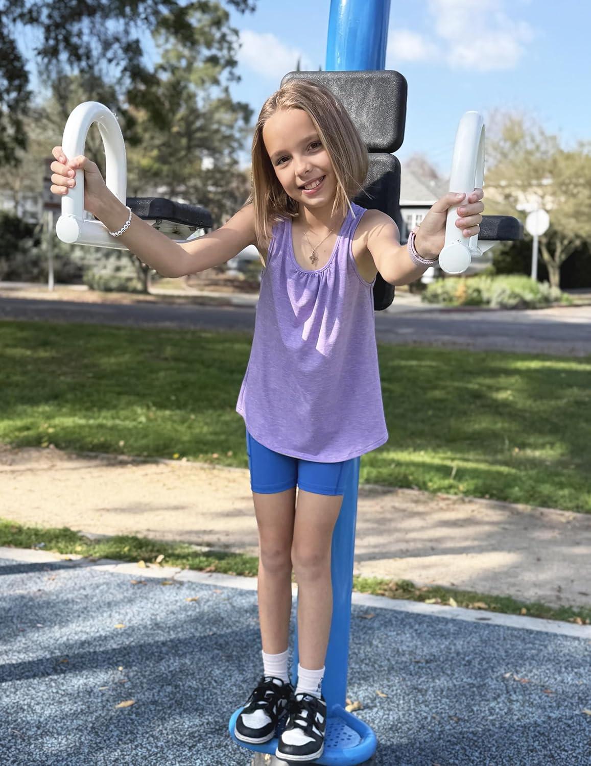 image:imageZaclotre Girls Pleated Racerback Tank Tops Athletic Workout Sport Shirts for Running GymLilac