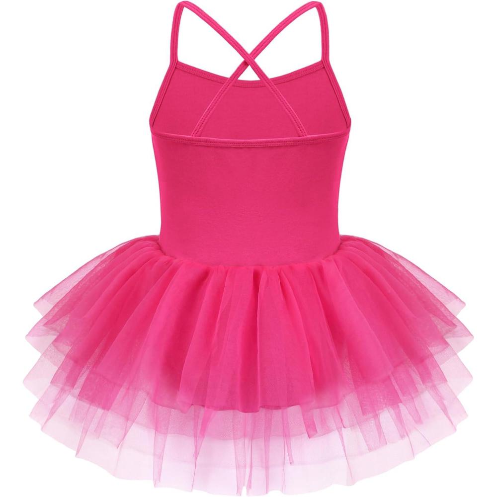 image:imageZaclotre Ballet Leotards for Toddler Girls 4 Layers Cross Back Dance Dress Camisole Tutu CostumeHot Pink
