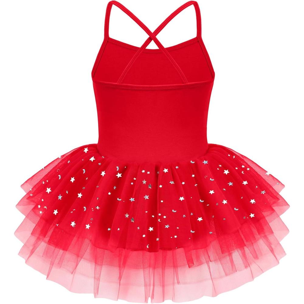 image:imageZaclotre Ballet Leotards for Toddler Girls 4 Layers Cross Back Dance Dress Camisole Tutu CostumeRed
