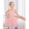 Zaclotre Ballet Leotards for Toddler Girls 4 Layers Cross Back Dance Dress Camisole Tutu Costume(Ballet Pink)