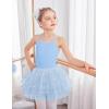 Zaclotre Ballet Leotards for Toddler Girls 4 Layers Cross Back Dance Dress Camisole Tutu Costume(Blue)