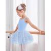 Zaclotre Ballet Leotards for Toddler Girls 4 Layers Cross Back Dance Dress Camisole Tutu Costume(Blue)