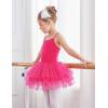 Zaclotre Ballet Leotards for Toddler Girls 4 Layers Cross Back Dance Dress Camisole Tutu Costume(Hot Pink)