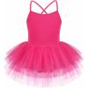 Zaclotre Ballet Leotards for Toddler Girls 4 Layers Cross Back Dance Dress Camisole Tutu Costume(Hot Pink)