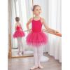 Zaclotre Ballet Leotards for Toddler Girls 4 Layers Cross Back Dance Dress Camisole Tutu Costume(Hot Pink)
