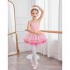 Zaclotre Ballet Leotards for Toddler Girls 4 Layers Cross Back Dance Dress Camisole Tutu Costume(Pink-rose)