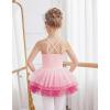 Zaclotre Ballet Leotards for Toddler Girls 4 Layers Cross Back Dance Dress Camisole Tutu Costume(Pink-rose)
