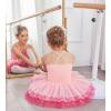 Zaclotre Ballet Leotards for Toddler Girls 4 Layers Cross Back Dance Dress Camisole Tutu Costume(Pink-rose)