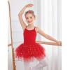 Zaclotre Ballet Leotards for Toddler Girls 4 Layers Cross Back Dance Dress Camisole Tutu Costume(Red)