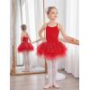Zaclotre Ballet Leotards for Toddler Girls 4 Layers Cross Back Dance Dress Camisole Tutu Costume(Red)