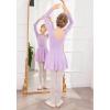 Zaclotre Girls 2PCS Long Sleeve Skirted Leotards with Glitter Tutu Skirt Dance Dress Purple