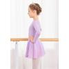 Zaclotre Girls 2PCS Long Sleeve Skirted Leotards with Glitter Tutu Skirt Dance Dress Purple
