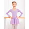 Zaclotre Girls 2PCS Long Sleeve Skirted Leotards with Glitter Tutu Skirt Dance Dress Purple