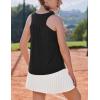 Zaclotre Girls Pleated Racerback Tank Tops Athletic Workout Sport Shirts for Running Gym(Black)