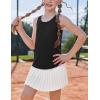 Zaclotre Girls Pleated Racerback Tank Tops Athletic Workout Sport Shirts for Running Gym(Black)