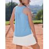Zaclotre Girls Pleated Racerback Tank Tops Athletic Workout Sport Shirts for Running Gym(Blue)