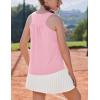 Zaclotre Girls Pleated Racerback Tank Tops Athletic Workout Sport Shirts for Running Gym(Light Pink)