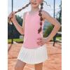 Zaclotre Girls Pleated Racerback Tank Tops Athletic Workout Sport Shirts for Running Gym(Light Pink)