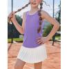 Zaclotre Girls Pleated Racerback Tank Tops Athletic Workout Sport Shirts for Running Gym(Lilac)