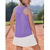 Zaclotre Girls Pleated Racerback Tank Tops Athletic Workout Sport Shirts for Running Gym(Lilac)