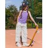 Zaclotre Girls Pleated Racerback Tank Tops Athletic Workout Sport Shirts for Running Gym(Lilac)