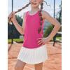 Zaclotre Girls Pleated Racerback Tank Tops Athletic Workout Sport Shirts for Running Gym(Rose Pink)