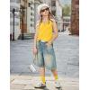 Zaclotre Girls Pleated Racerback Tank Tops Athletic Workout Sport Shirts for Running Gym(Yellow)