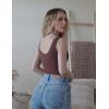 Zaclotre Tank Top Bodysuit for Women Sleeveless Scoop Neck One Piece Jumpsuit Women’s Basic Body Suits(Brown)