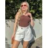 Zaclotre Tank Top Bodysuit for Women Sleeveless Scoop Neck One Piece Jumpsuit Women’s Basic Body Suits(Brown)