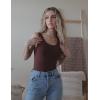 Zaclotre Tank Top Bodysuit for Women Sleeveless Scoop Neck One Piece Jumpsuit Women’s Basic Body Suits(Brown)