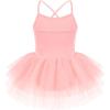 Zaclotre Ballet Leotards for Toddler Girls 4 Layers Cross Back Dance Dress Camisole Tutu Costume(Ballet Pink)
