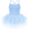Zaclotre Ballet Leotards for Toddler Girls 4 Layers Cross Back Dance Dress Camisole Tutu Costume(Blue)
