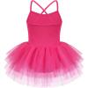 Zaclotre Ballet Leotards for Toddler Girls 4 Layers Cross Back Dance Dress Camisole Tutu Costume(Hot Pink)