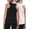 Zaclotre Girls Pleated Racerback Tank Tops Athletic Workout Sport Shirts for Running Gym(Black and White(2 Pack))