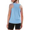Zaclotre Girls Pleated Racerback Tank Tops Athletic Workout Sport Shirts for Running Gym(Blue)