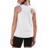 Zaclotre Girls Pleated Racerback Tank Tops Athletic Workout Sport Shirts for Running Gym(White)